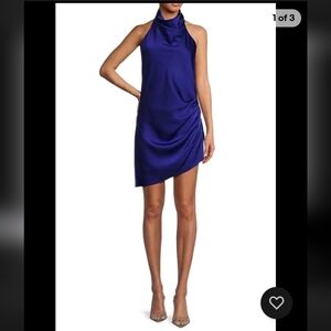 Gianni Bini Peyton Ruched Satin Cowl Halter Neck Sleeveless Open Back. Size 6
